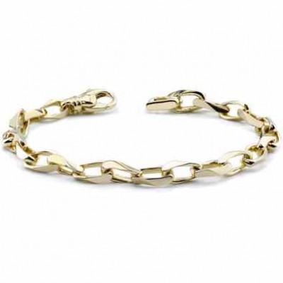 Men s 14K Gold Angular Link Bracelet -  - WLK-301-Y