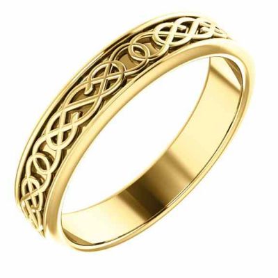 Men s 14K Gold Celtic Pretzel Knot Wedding Band Ring -  - STLRG-51745Y