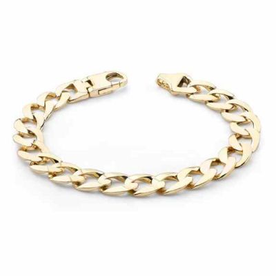 Men s 14K Gold Curb Link Bracelet -  - WLK-435-Y