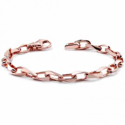 Men s 14K Rose Gold Angular Link Bracelet -  - WLK-301-R