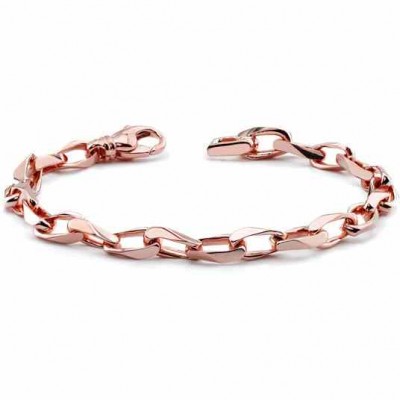 Men s 14K Rose Gold Angular Link Bracelet -  - WLK-301-R
