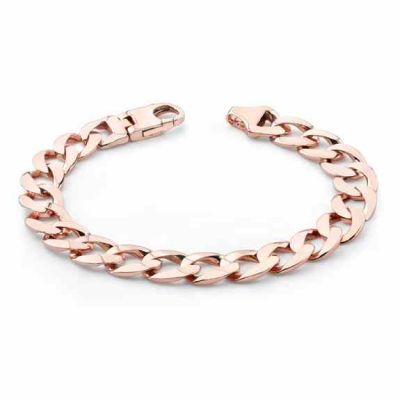 Men s 14K Rose Gold Curb Link Bracelet -  - WLK-435-R