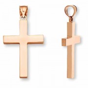 Men's 14K Rose Gold Solid Cross Pendant