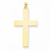 Men's 14K Solid Gold Plain Cross Pendant Necklace