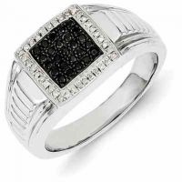 Men's Black and White Diamond Ring