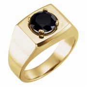 Men's Black Onyx Solitaire Ring in 14K Gold