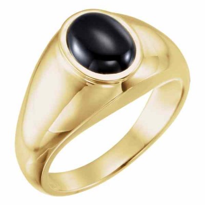 Men s Cab-Set Onyx Ring in Gold -  - STLRG-9222Y