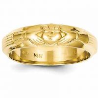 Men's Claddagh Wedding Band Ring in 14K Gold
