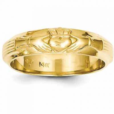 Men s Claddagh Wedding Band Ring in 14K Gold -  - QGRG-C2125