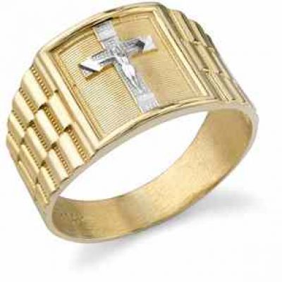 Men s Crucifix Ring, 14K Two-Tone Gold -  - CHR-10
