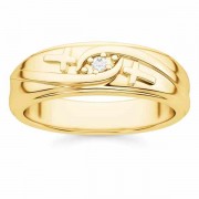 Men's Diamond Cross Wedding Band in 14K Gold