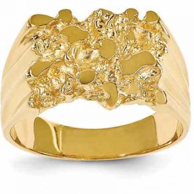 Men s Nugget Ring in 14K Yellow Gold -  - QGRG-NR18