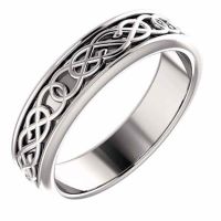 Celtic Pretzel-Knot Wedding Band Ring in 14K White Gold for Men