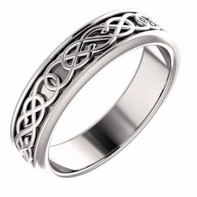 Celtic Pretzel-Knot Wedding Band Ring in 14K White Gold for Men -  - STLRG-51745W