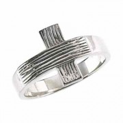 Men's Rustic Cross Ring in 14K White Gold