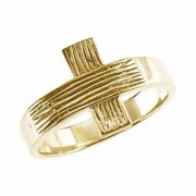 Men's Rustic Cross Ring in 14K Yellow Gold