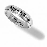 Men's Stainless Steel Personalized 8mm Engraved Spinner Ring