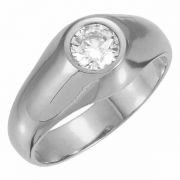 Men's Sterling Silver White Topaz Gemstone Solitaire Ring