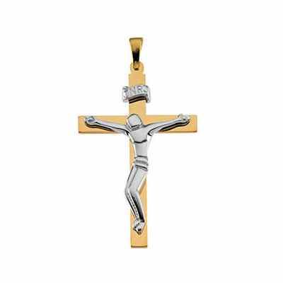 Modern Design Crucifix Pendant in 14K Two-tone Gold -  - STLCR-R1605814K