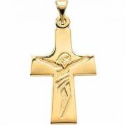 Modern Design Crucifix Pendant in 14K Yellow Gold