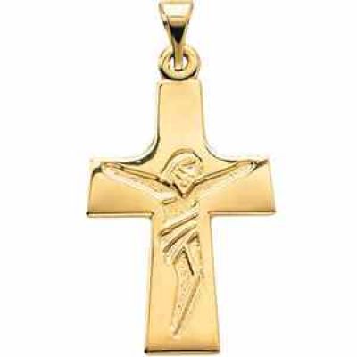Modern Design Crucifix Pendant in 14K Yellow Gold -  - STLCR-R4113214KY