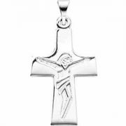 Modern Design Crucifix Pendant in White Gold