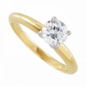 Moissanite Solitaire Ring in 14K Yellow Gold