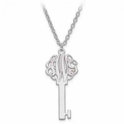 Monogram Custom Key Necklace in Sterling Silver -  - QGPD-XNA557SS