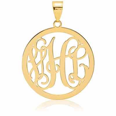 Monogram Medallion Pendant, 14K Gold -  - QGPD-XNA499Y