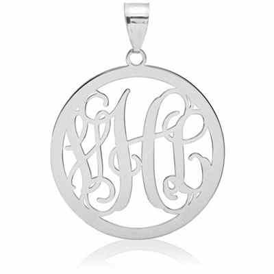 Monogram Medallion Pendant, Sterling Silver -  - QGPD-XNA499SS