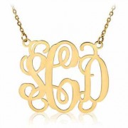 Monogram Necklace, 14K Yellow Gold