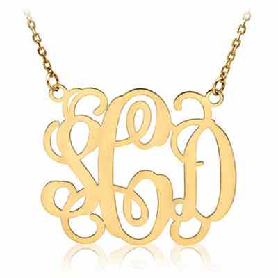 Monogram Necklace, 14K Yellow Gold -  - QGPD-XNA502Y