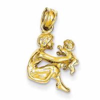 Mother Holding Child Pendant in 14K Gold
