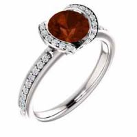 Mozambique Garnet and Diamond Ring in 14K White Gold