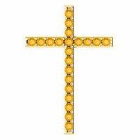 My Light and My Salvation Citrine Gold Cross Pendant