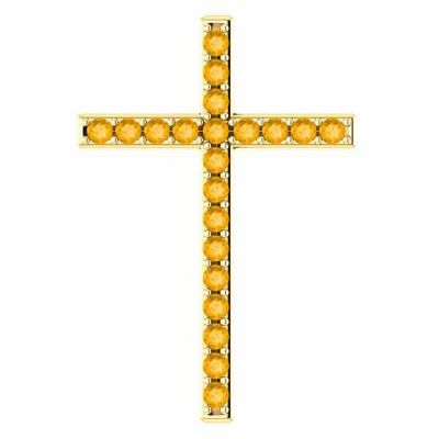 My Light and My Salvation Citrine Gold Cross Pendant -  - STLCR-R42337CTY