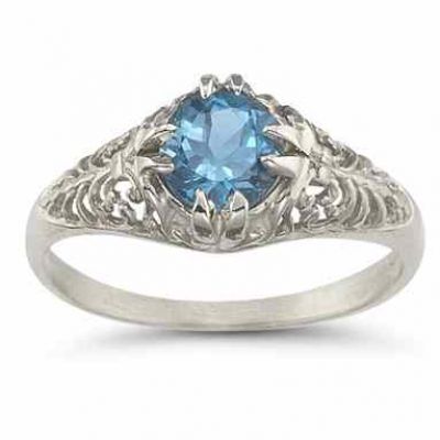 Mythical Blue Topaz Ring in 14K White Gold -  - HGO-R60BTW
