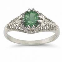 Mythical Emerald Ring in 14K White Gold