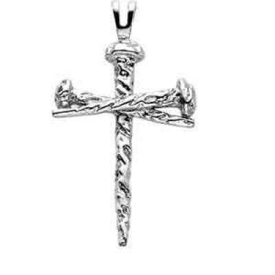 Nail Design Cross Pendant in Sterling Silver -  - STLPDSS-R8293