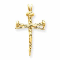Nails Cross Pendant, 14K Yellow Gold