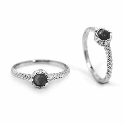 Natural Black Onyx Silver Twist Ring -  - NRB-7355-ON-R