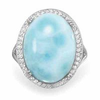 Natural Larimar Ring in Sterling Silver