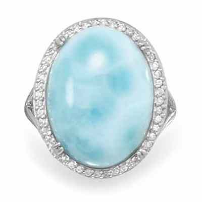 Natural Larimar Ring in Sterling Silver -  - MMA-83433