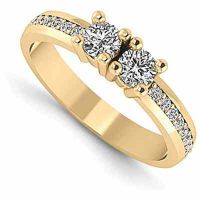 Next To You 2 Stone 0.30 Carat Diamond Ring, 14K Yellow Gold