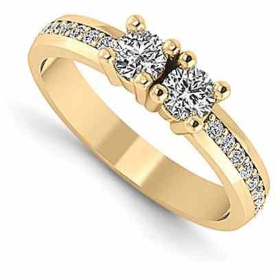 Next To You 2 Stone 0.30 Carat Diamond Ring, 14K Yellow Gold -  - QGRG-YM2872-3AA