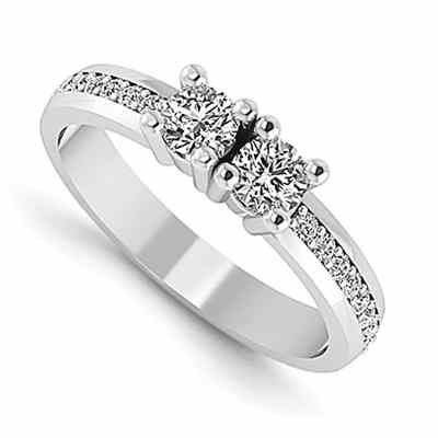 Half Carat Next to You 2 Stone Diamond Ring, 14K White Gold -  - QGRG-WM2872-4AA