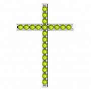 Olive-Tree Green Peridot Cross Pendant in White Gold