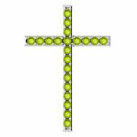 Olive-Tree Green Peridot Cross Pendant in White Gold