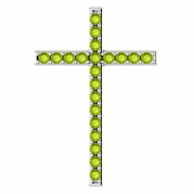 Olive-Tree Green Peridot Cross Pendant in White Gold -  - STLCR-R42337PDW