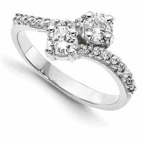 Only Us 2 Stone 0.14 Carat Diamond Ring in 14K White Gold